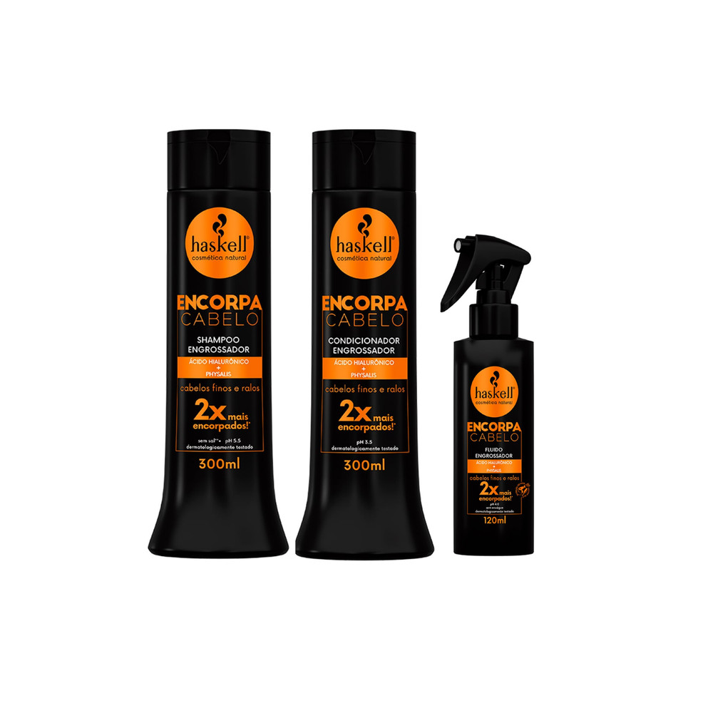 Kit Haskell Encorpa Cabelo Shampoo + Condicionador + Fluido Finalizador