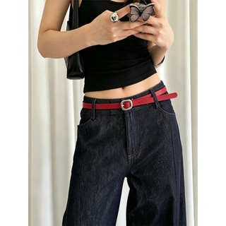 High-End sentido fino senhoras cinto vermelho nicho Design fivela de Metal combinando saia Jeans cinto acessórios simple