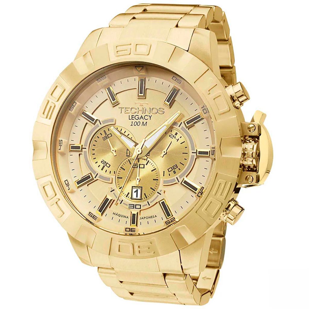 Relógio Masculino Technos Legacy Dourado Prova D'Água Extra Grande JS25BAS/4X