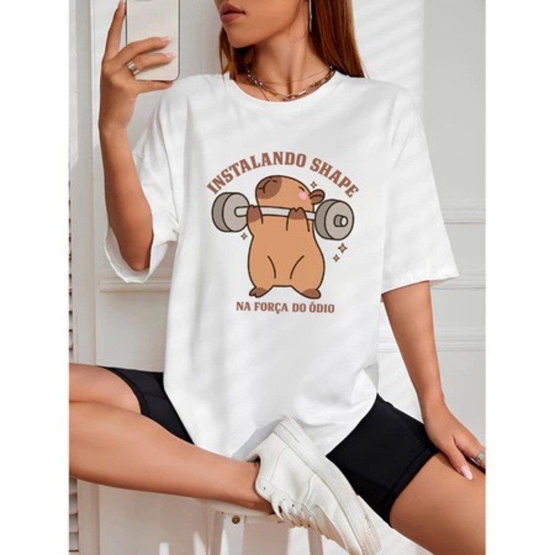Camiseta Feminina de Treino Levinha Instalando Shape - Algodão Malha Premium PP ao G1