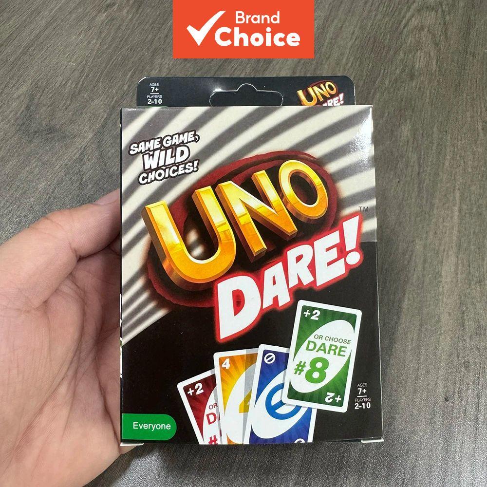 Jogo de Cartas Mattel Games UNO DARE, Jogo de Festa Familiar Multiplayer, Coleção de Cartas de Jogo Clássico, Presente