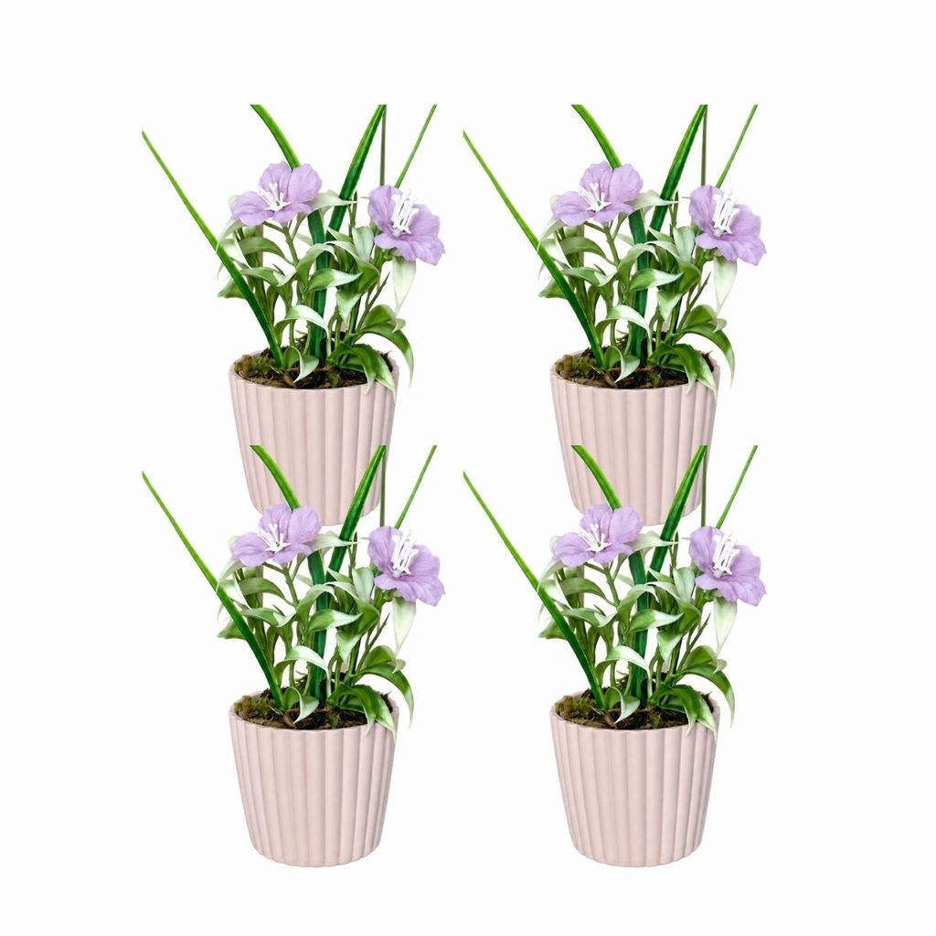 Kit 4 Arranjo Flor do Campo Artificial Vaso Rose Decoração