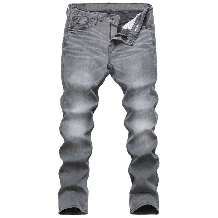 Comércio exterior europeu americano masculino lavado algodão elástico fino-ajuste estiramento calças magras outono inver