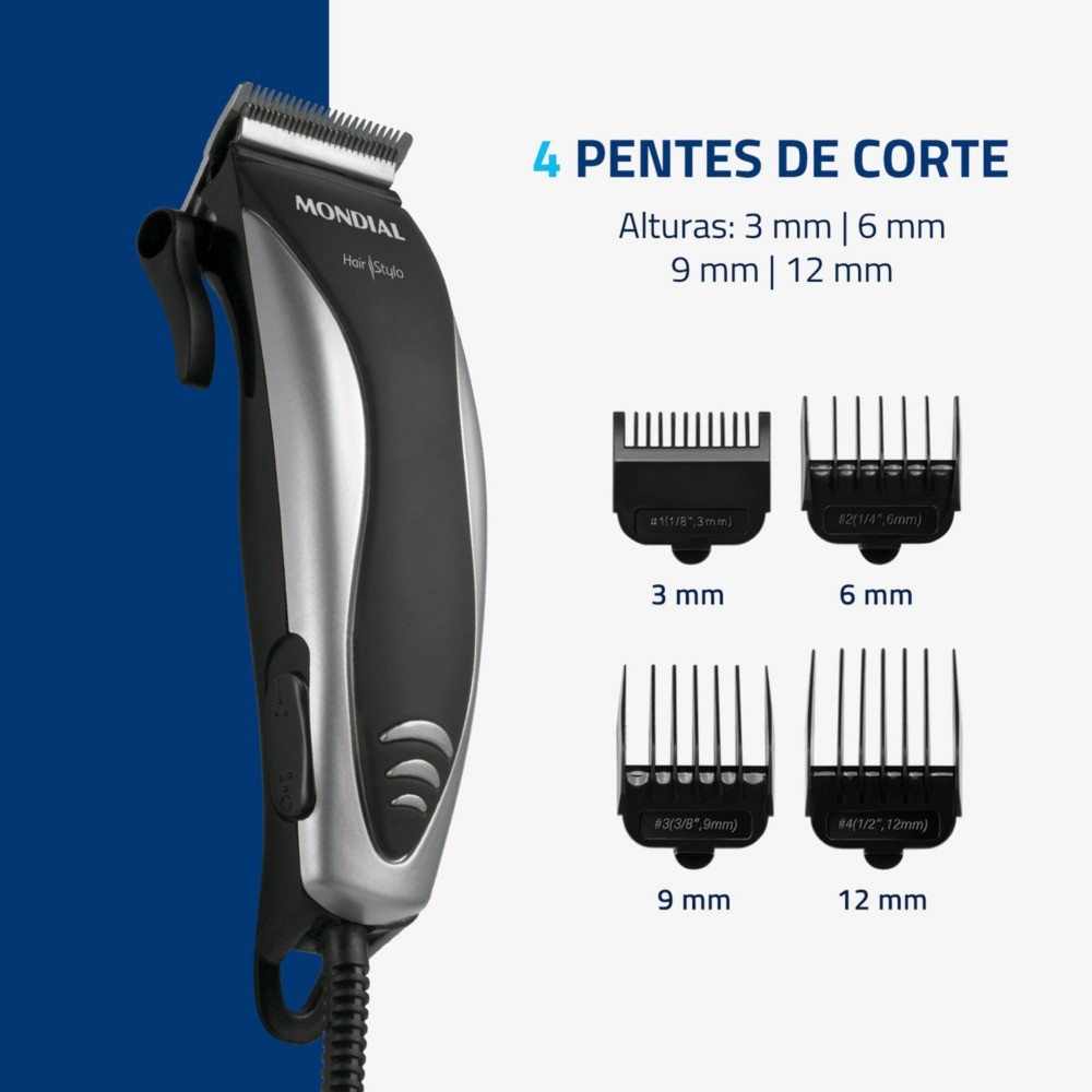 Máquina de cortar cabelo com 4 pentes e acessórios Hair Stylo - CR-02 Mondial · foto 2