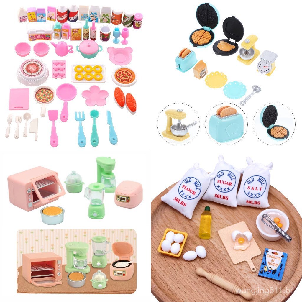 Kit De Comida , Bebida E Utensílio Em Miniatura Para Casa De Bonecas De 30 cm