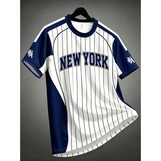 Camiseta masculina casual com gola redonda, Design listrado combinando com cores, Top Fashion Four Seasons, versão Regul