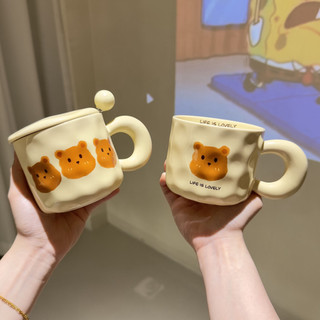 Caneca de cerâmica em formato de urso, estilo francês, cor creme, com alça simples, adequada para homens e mulheres, est