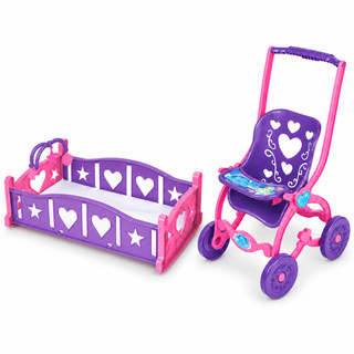 Kit Carrinho de Boneca e Berço Infantil Baby Alive Reborn Menina Brinquedo Faz de Conta