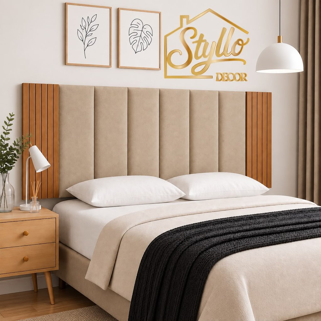 Kit Com Até 12 Peças Cabeceira Modular + Painel Ripado MDF Para Cama Box | Casal | King | Queen - Envio Imediato