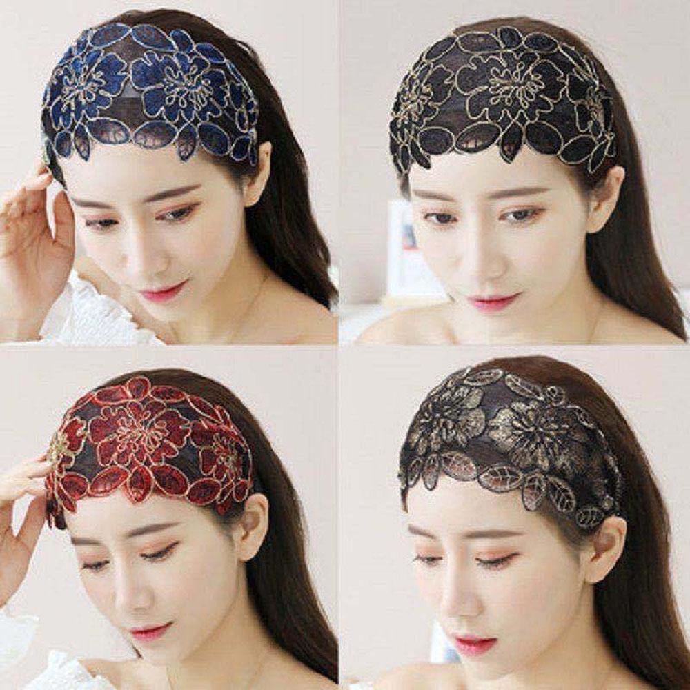  Faixas De Cabelo De Verão Ajustáveis De Seda Larga Não Deslizante Floral De Cabeça Impressa