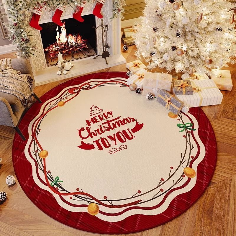 Desenhos animados natal redondo tapete doméstico novo estilo americano sala de estar atmosfera sentir tapete vermelho so