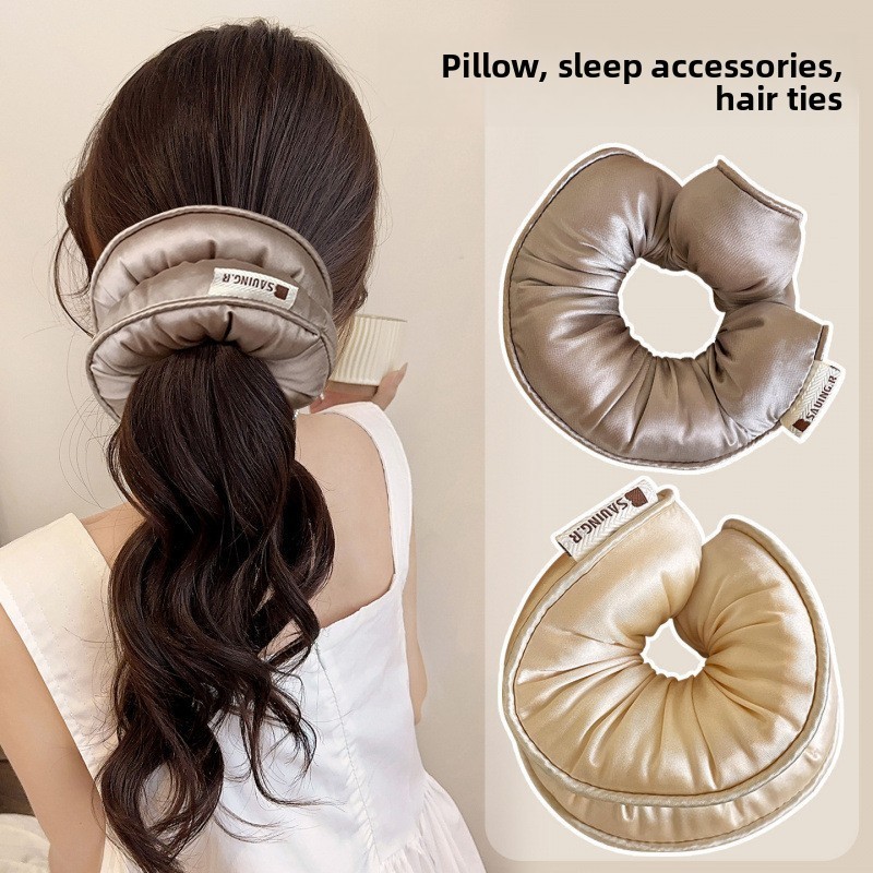 Grande Travesseiro Faixa De Cabelo Cetim Algodão Cheio Tridimensional Curling Artefato