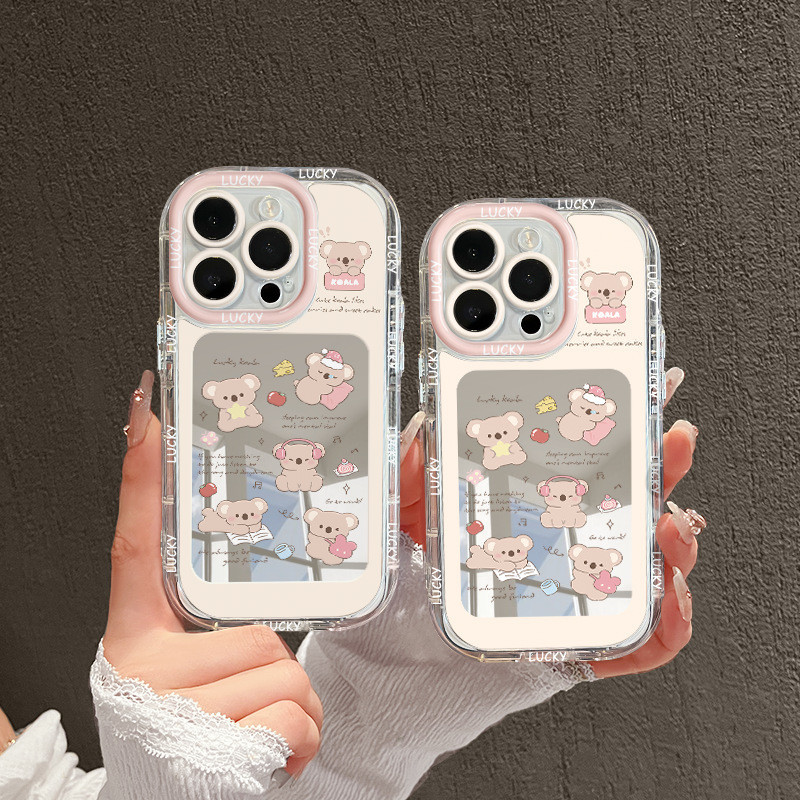 Ins estilo urso dos desenhos animados caso de telefone adequado para Apple iPhone16ProMaxiPhone15Plus textura de fio de 