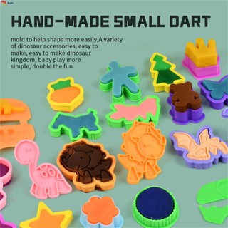 Conjunto De Argila De Molde De Dinossauro Com Luz Sonora-Grande Caixa De Armazenamento Ferramentas De Modelagem DIY Para