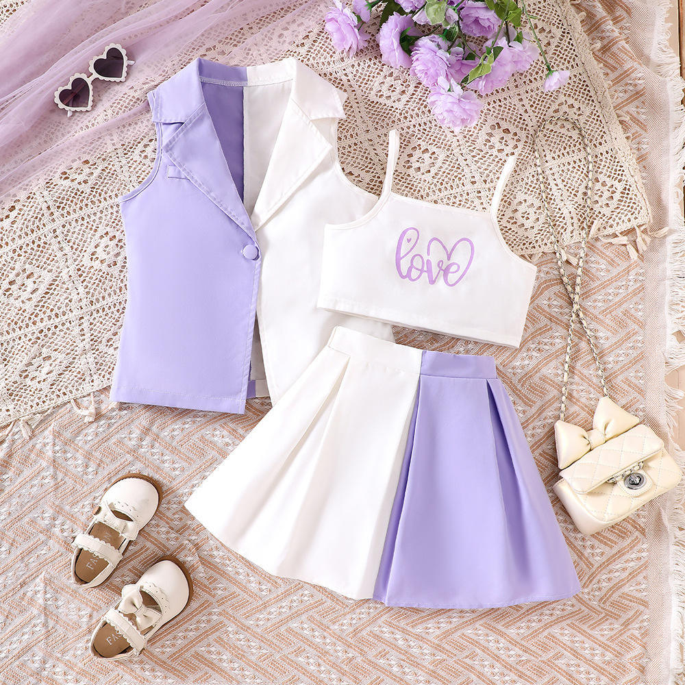 Comércio exterior crianças roupas médio grande crianças meninas primavera verão novo estilo estilingue superior terno ja