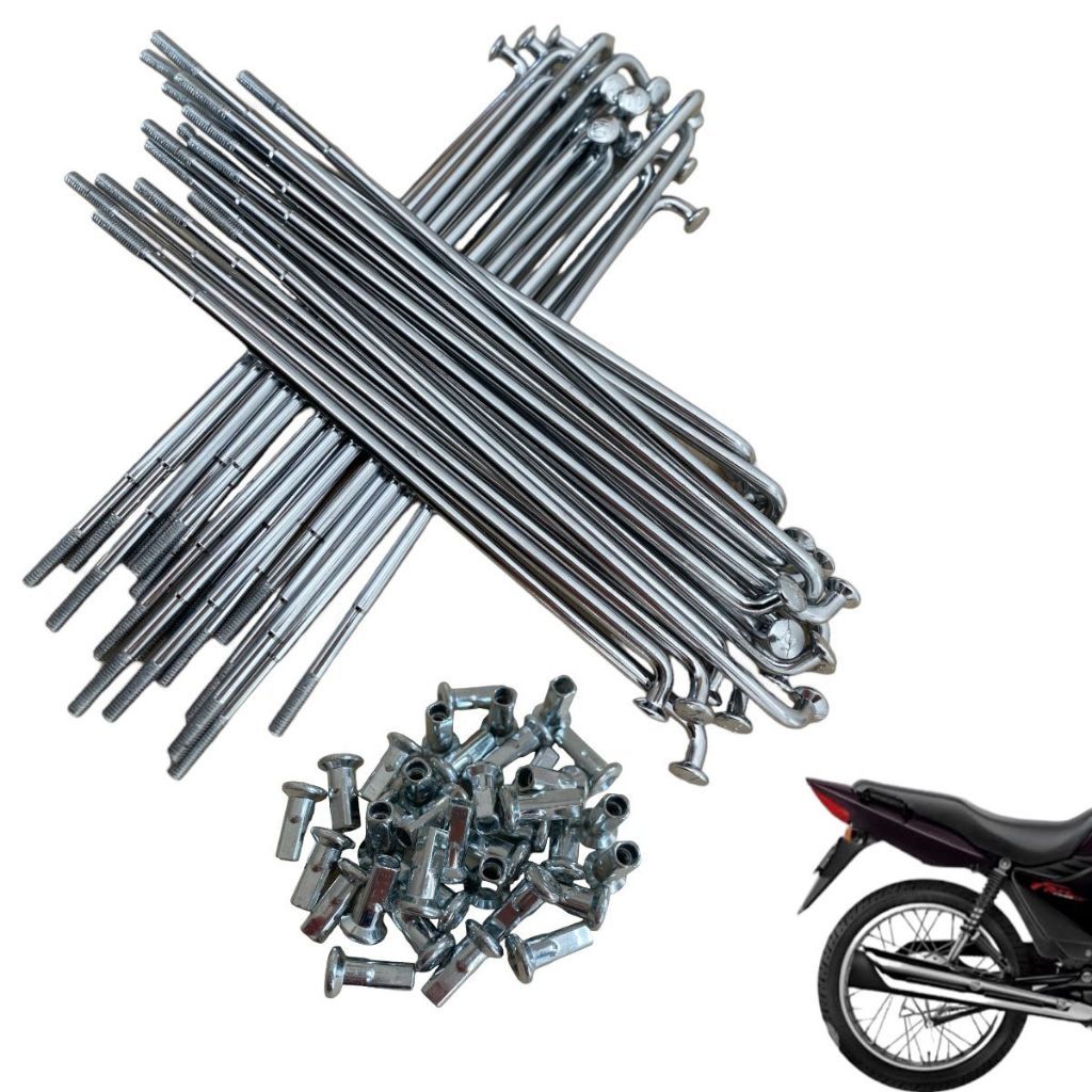 Jogo De Raio Cromado Honda Cg Titan Fan Start 125/150 Freio a Lona Dianteiro Traseiro 4mm