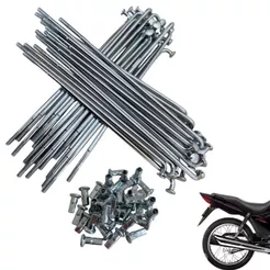 Jogo De Raio Cromado Honda Cg Titan Fan Start 125/150 Freio a Lona Dianteiro Traseiro 4mm