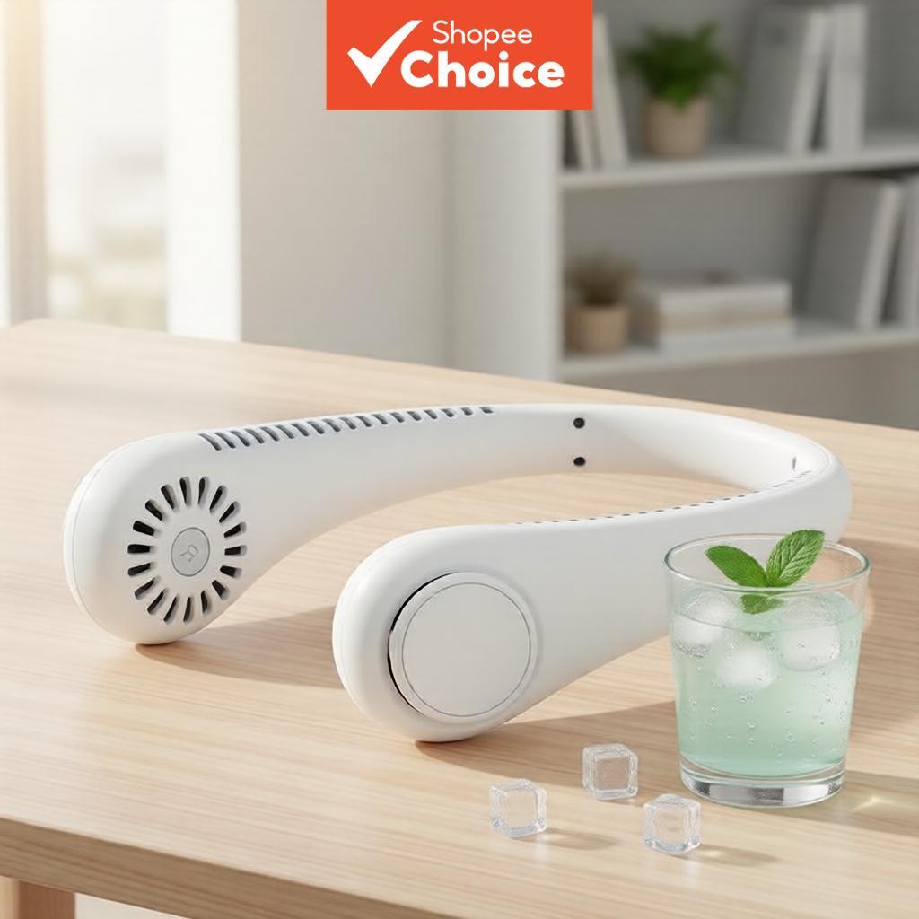 Ventilador Portátil Pescoço USB Recarregável 3 Velocidades Wearable Silencioso Mãos Livres Bladeless Para Interior