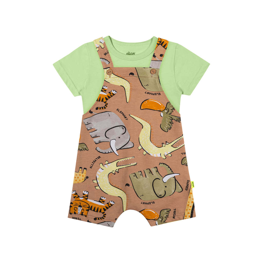 Conjunto Bebê Menino Animais Estampado Elian Marrom