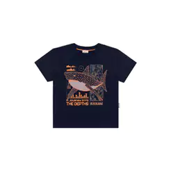 Camiseta Infantil Menino Tubarão Puff Elian Azul