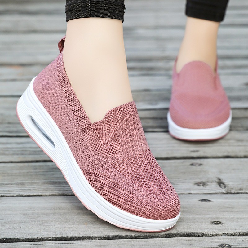 Novos Sapatos De Malha Femininos Esportivos Ao Ar Livre Tênis De Corrida Fundo Grosso Inclinação Salto Esportes E Lazer 