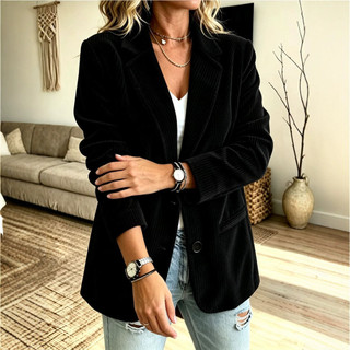2026 outono inverno roupas femininas temperamento moda manga comprida cor sólida veludo blazer feminino lapela blazer