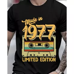 [Camiseta Premium em Algodão Puro] CA Camiseta Masculina Vintage 1977 Cassete Algodão