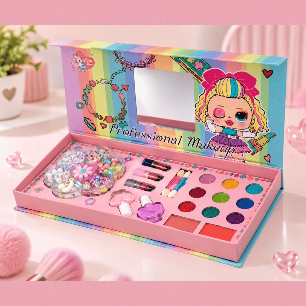 Kit Infantil 18 em 1 Maquiagem E Miçangas