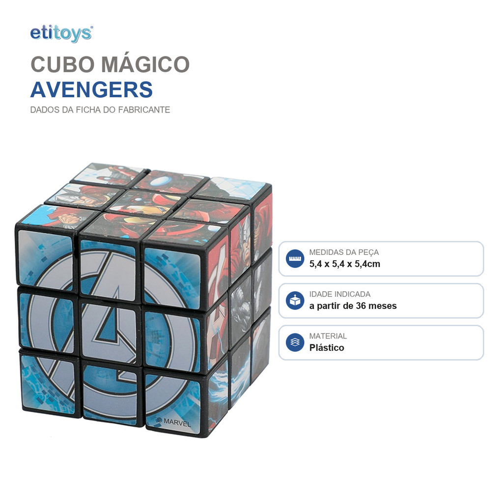 Cubo Mágico Avengers 54mm Etitoys — imagem 2 de 2