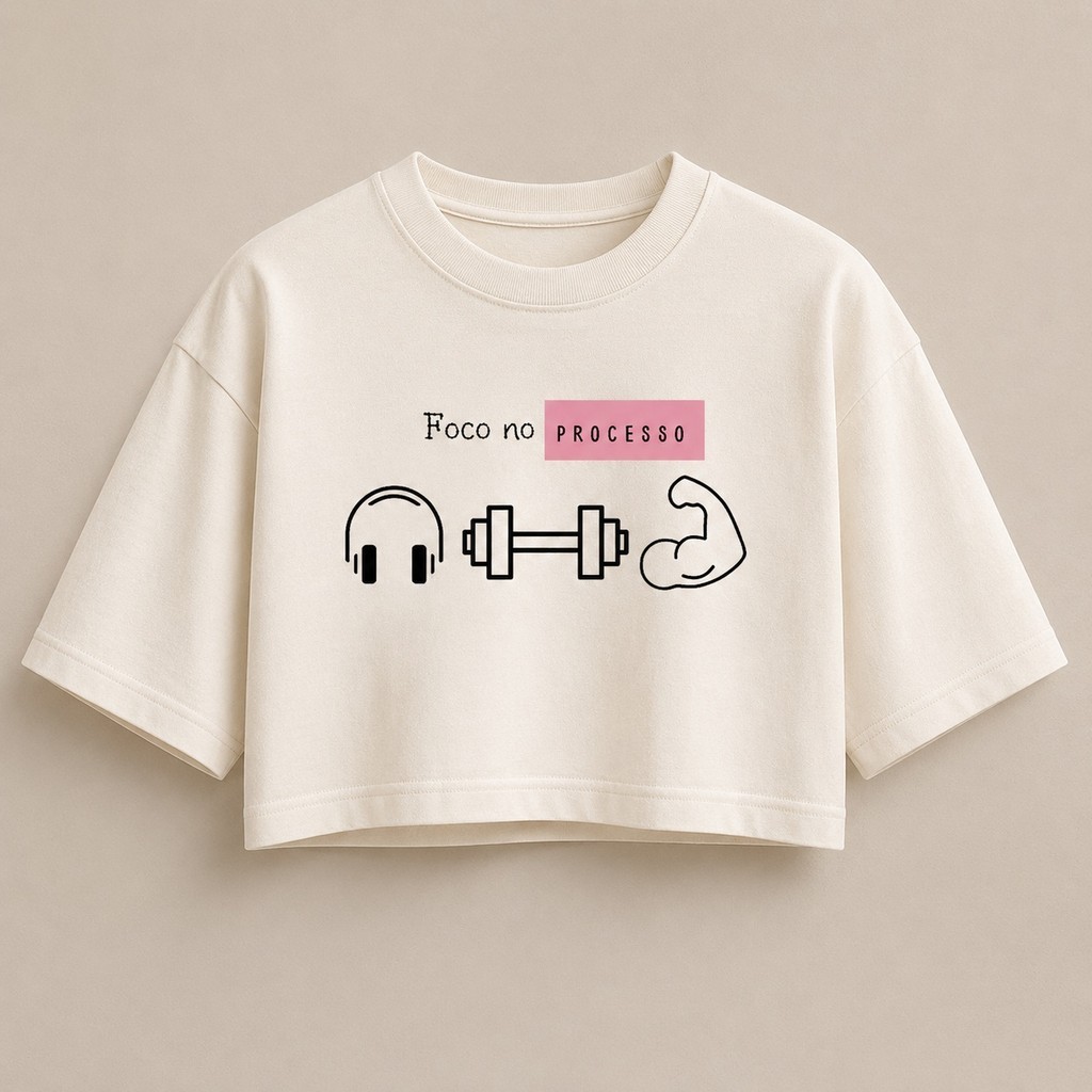 Cropped Academia Oversized Look Feminino Tendencia Estampado Estiloso Algodão Exelente