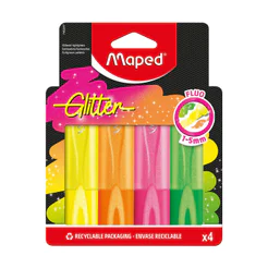 Pincel marca texto Glitter Neon estojo com 4 cores 740247 Maped