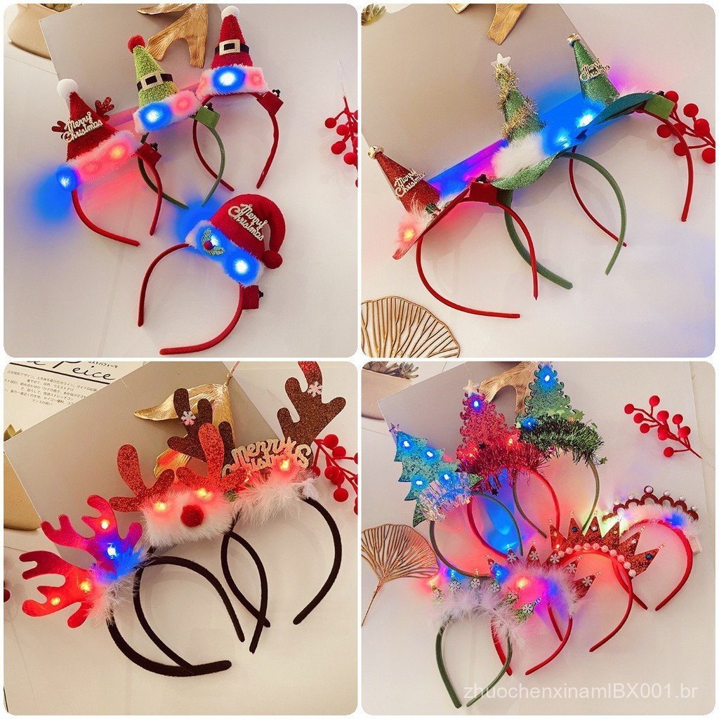 Acessórios de cabelo de Natal, chapéu de Natal fofo, tiara para meninas, acessório divertido para fotos, tiara de pelúci