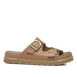 Chinelo Pegada Feminino em Couro Caramelo 234706-02
