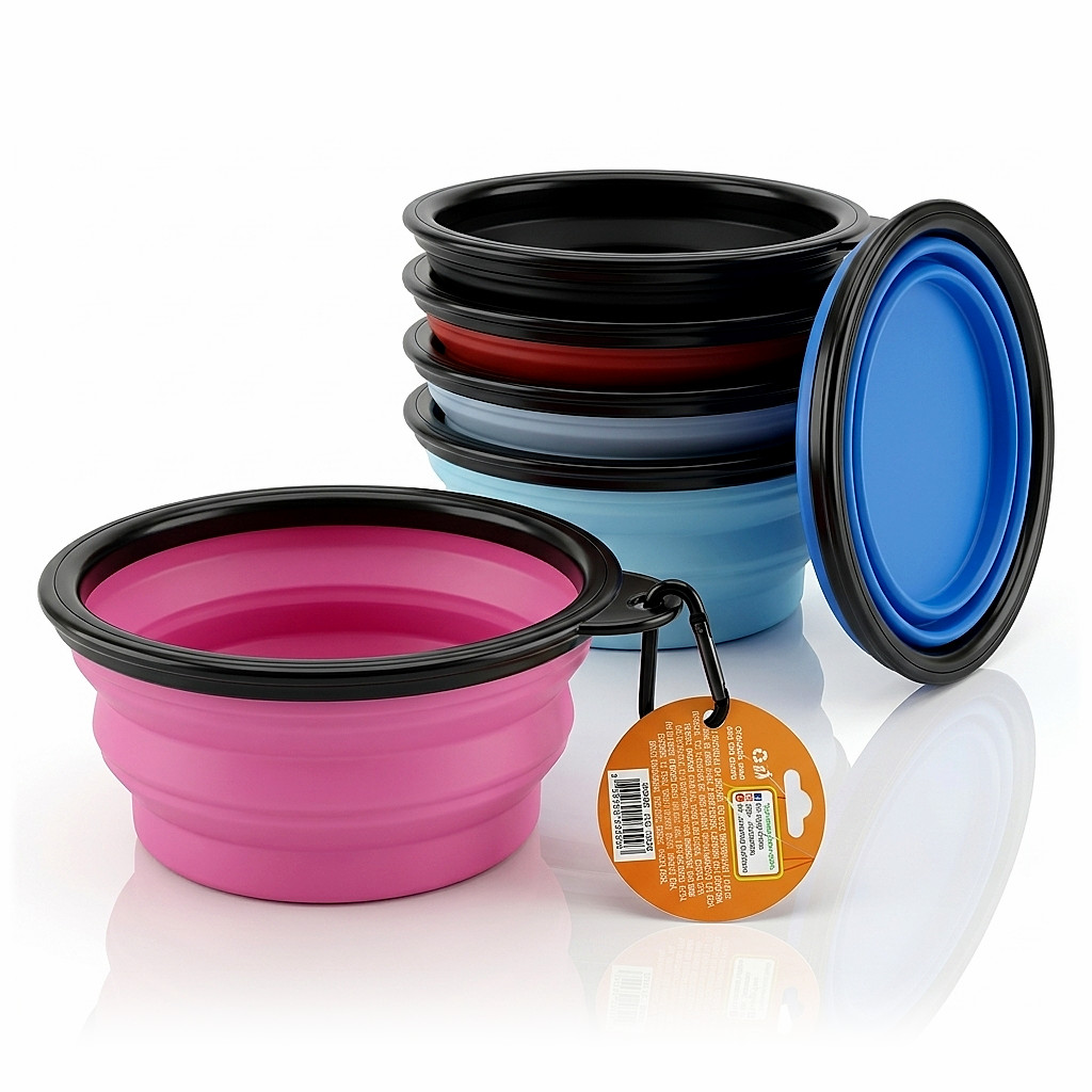 Comedouro Bebedouro Retrátil Pet Silicone 350ml Dobrável Para Passeio E Viagem Cachorro Gato