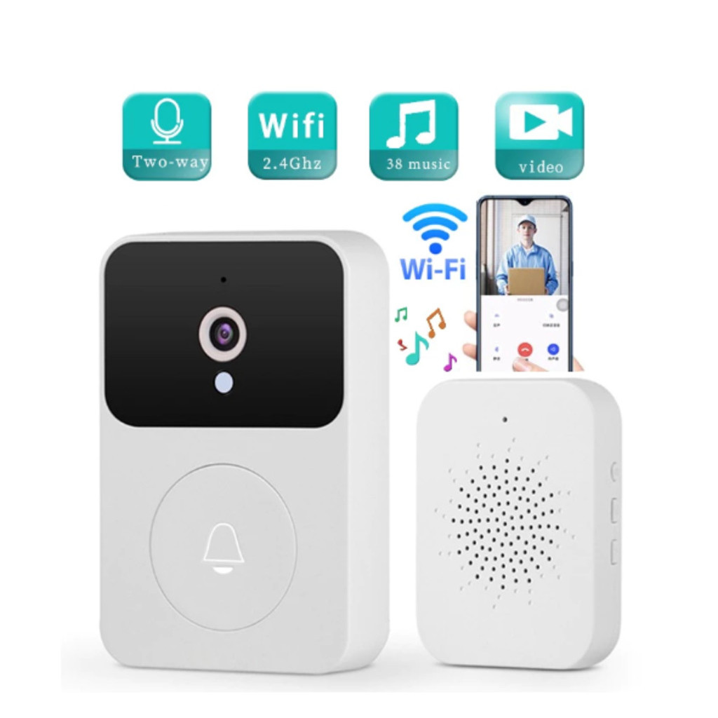 Campainha com Câmera WiFi HD Vídeo Porteiro Inteligente Sem Fio  simplus