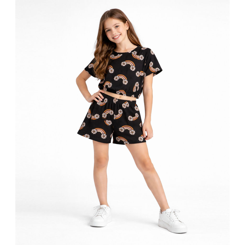 Conjunto Infantil Menina Blusa E Short Select Preto · foto 2