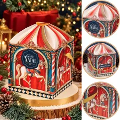 5 CAIXA CARROSSEL PARA PANETONE DE 500g MEMÓRIAS 6404 (JANGO NATAL 2026)