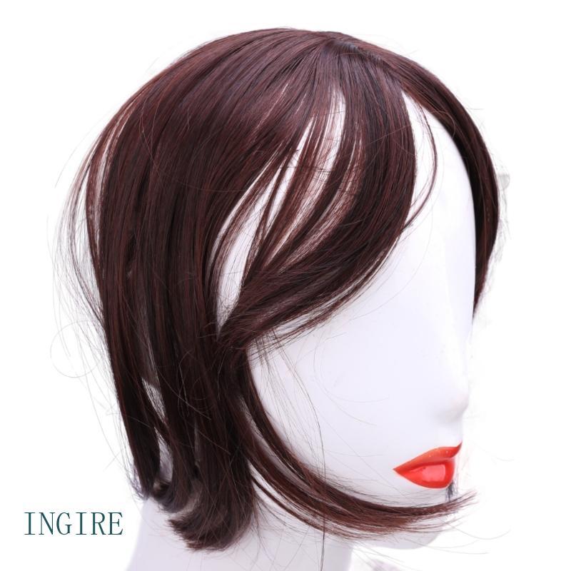 ING Natural Franja Toppers Postiços Para Cobrir Perda Branca Cabelo Substituição Peruca Preta