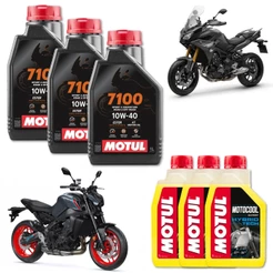 KIT TROCA DE OLEO MOTO 3X MOTUL 7100 10W40 + 3X MOTOCOOL EXPERT -37o ANTICONGELANTE YAMAHA MT 09 TRACER 900