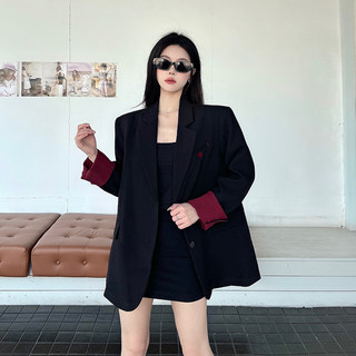 Olhos grandes [Roupas femininas estilo Yamamoto] Blazer-Blazer feminino primavera outono solto retrô contraste cor Desig