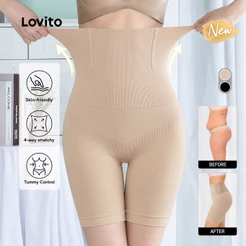 Lovito Modelador Feminino Casual Agradável À Pele Alta Elasticidade Abdominal Controlado Cintura Alta Levanta Bumbum Sem Costura CSNS153PAX012