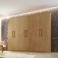 Guarda Roupa Casal 6 Portas 2 Gavetas MDF Petra Marrom/Imbuia Imbuia