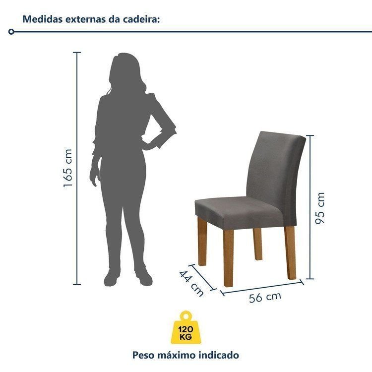 Conjunto Mesa de Jantar com 6 Cadeiras MDF 160x80cm Espanha Yescasa Marrom/Off White/Cinza Ypê/Off White/Suede Cinza · foto 2