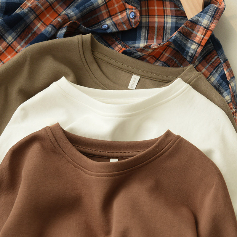 83412 especial 300g penteado dupla face algodão de ar crianças em torno do pescoço camisa de fundo meninos meninas camis