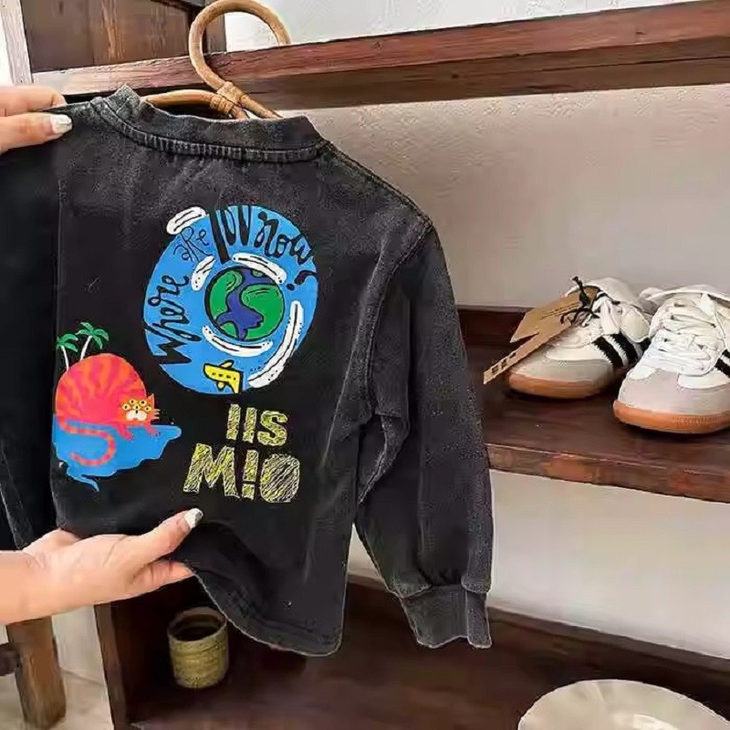Roupas infantis coreanas coreanas outono novo estilo meninos bonito All-Match camiseta de manga comprida médio crianças 