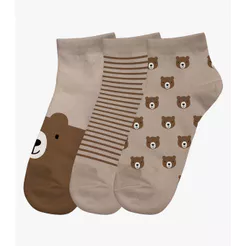 Kit 3 Pares De Meia Cano Curto Infantil Trick Nick Marrom