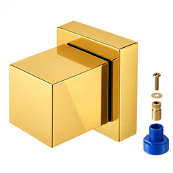 Acabamento de Registro Quadrado Banheiro em Metal Dourado Padrão Deca + Adaptador Docol Conversor