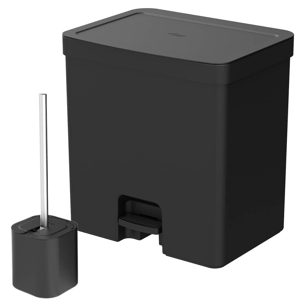 Lixeira para Banheiro com Pedal e Escova Sanitária Preta 20L - Ou em Oferta na Shopee