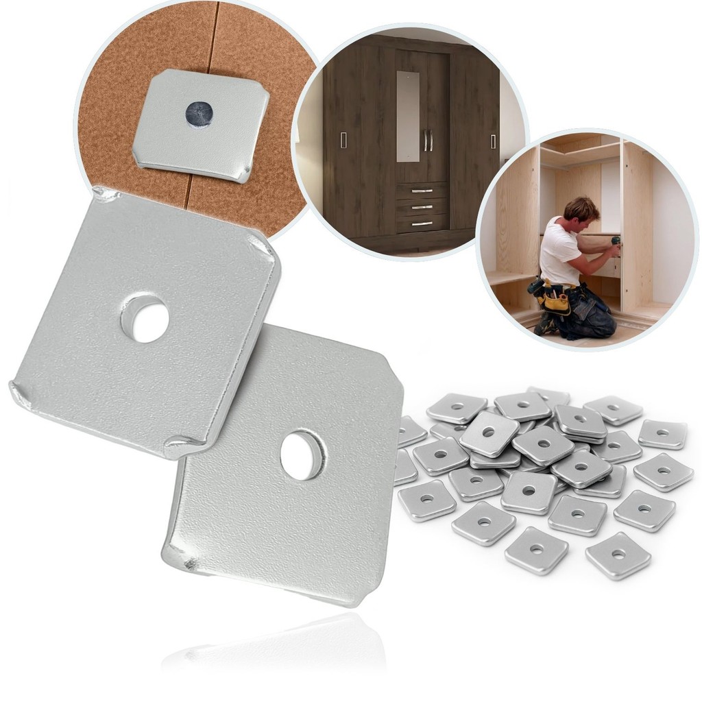Kit 500 Garra União Fundo Armário Guarda Roupa Roupeiro Fixador Móveis Tarraxa Tarracha Junção Tachinha Chapa MDF