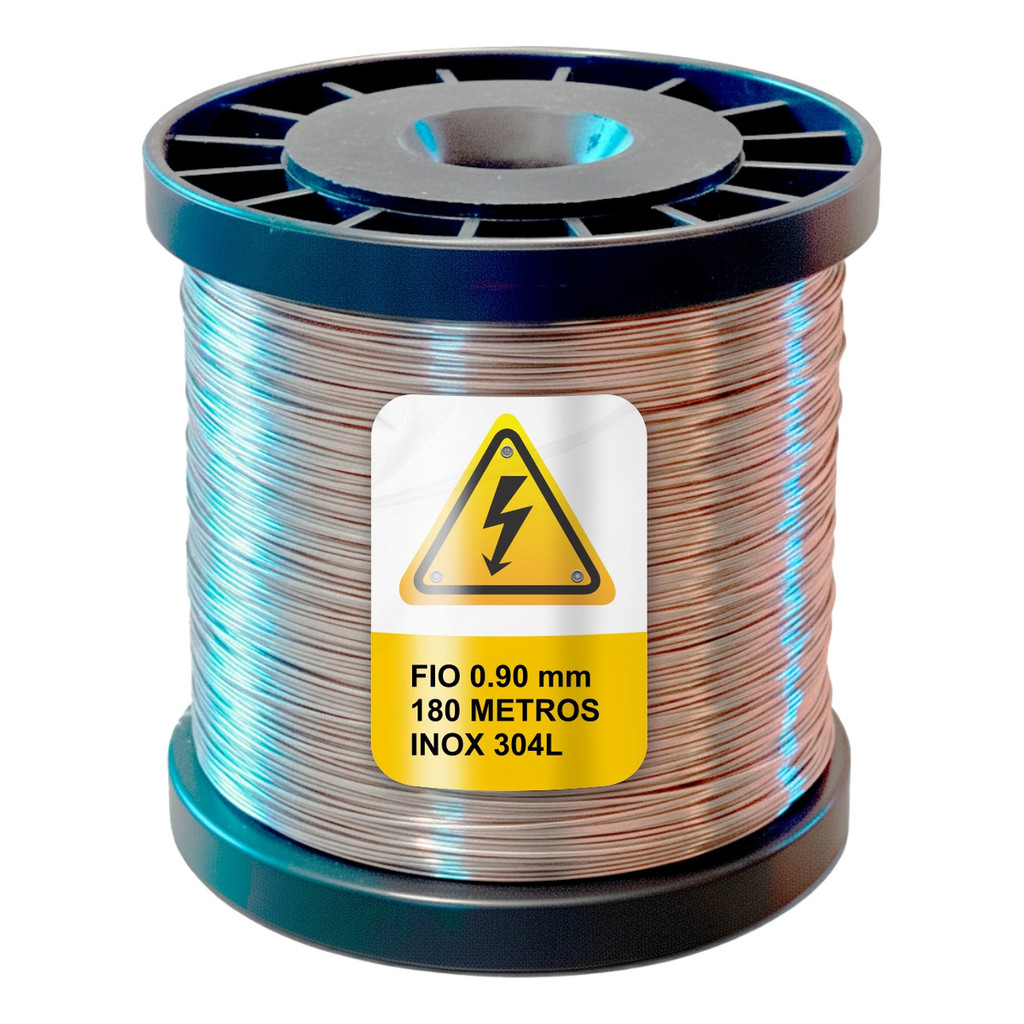 180m Fio INOX 0.90mm Rolo 1000g Cerca Elétrica Apicultura Alta Resistência Uso Externo INOX